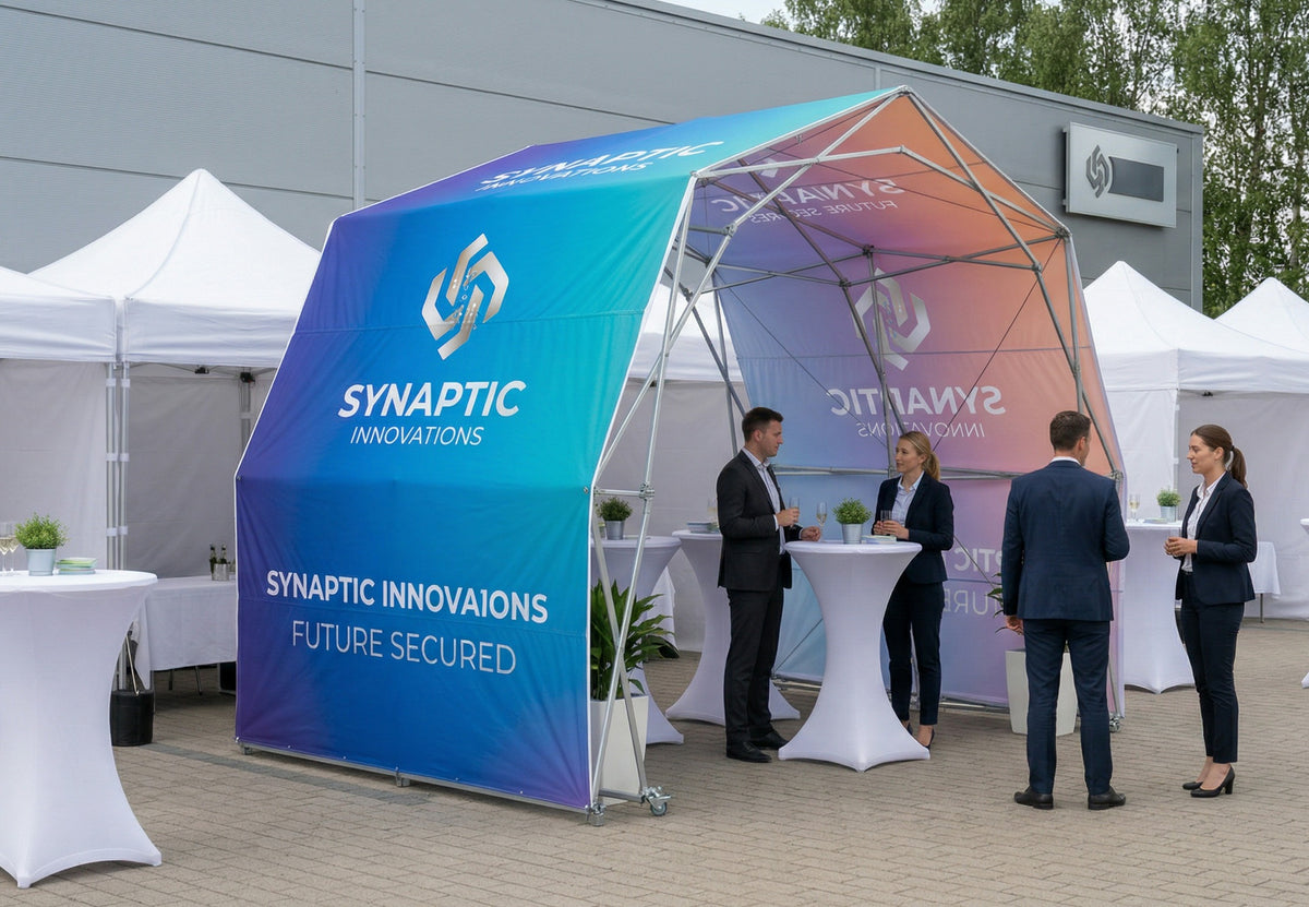 Konligo commercial pop-up gazebo configured as a welcome reception at a brand roadshow - imagen 5