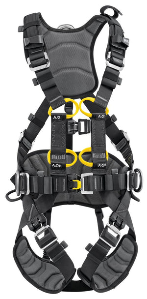 Volt Wind Offshore: Comfortable fall-arrest and work positioning harness with attachment point for progression along a vertical rail or cable-based fall protection system, for work on wind turbines in humid and salty environments with 5 attachment points