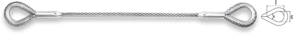 Safetex rigging ropes according to EN 13414 with 2 special thimbles, conically pressed