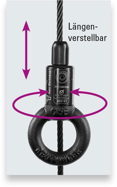 Safetex Wire Rope Holder with Integrated Black Ring, Type 80, BLACKLINE – second image