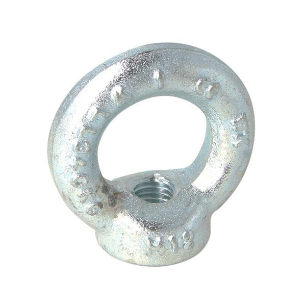 Doughty Engineering - Doughty M12 Eye Nuts - Metallic eye bolt with a threaded hole at the bottom. It has a circular, looped top for securing ropes or cables T42300