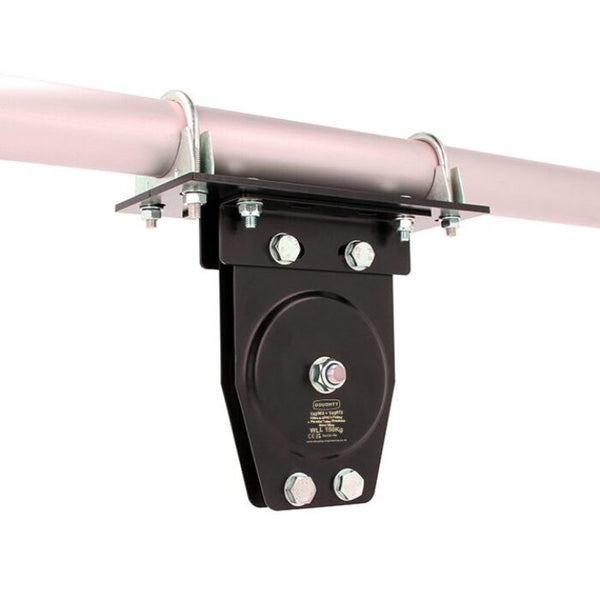Doughty Parallel Tube Bracket - Heavy-duty sliding door track hardware, black steel