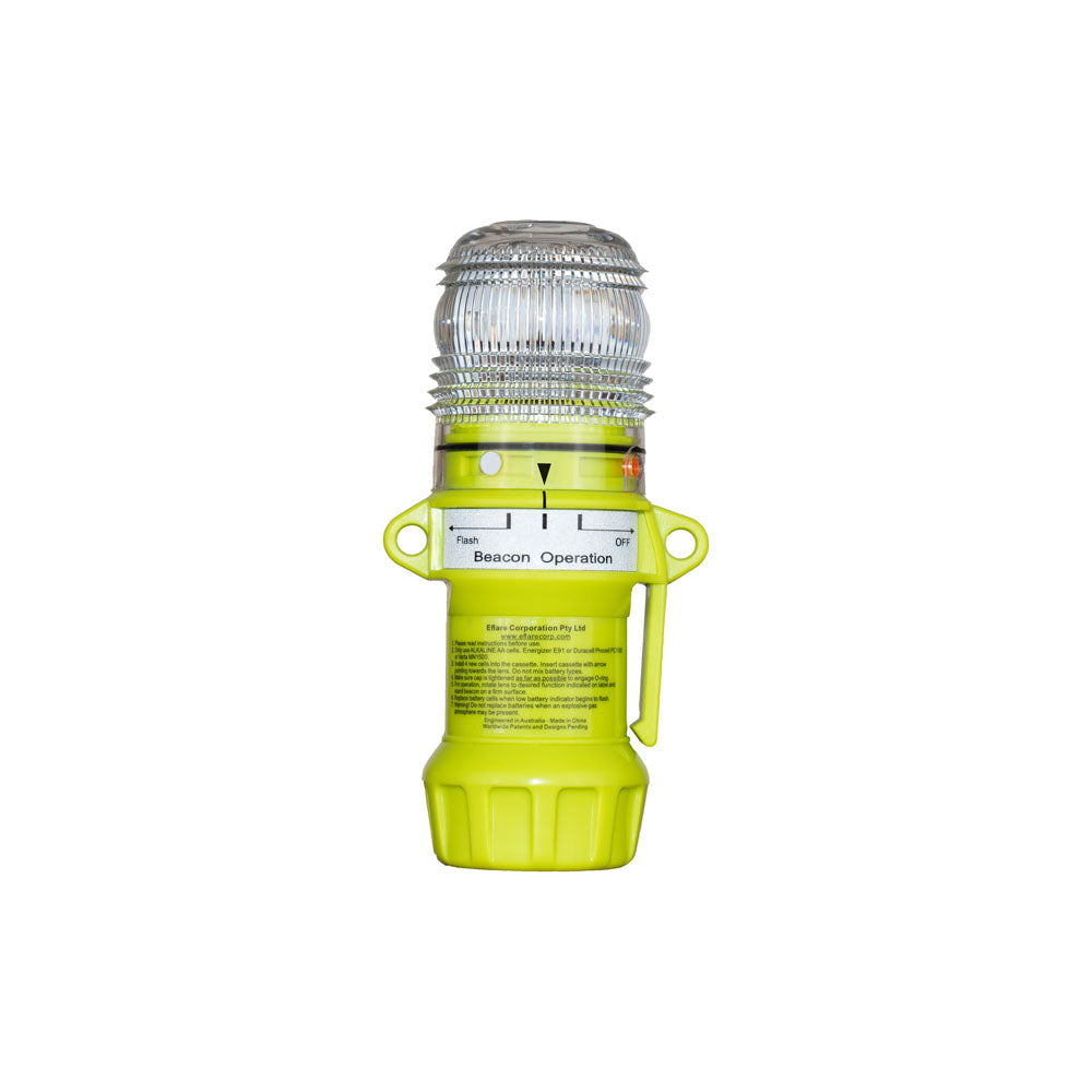 Eflare UB283 LED safety beacon, angled side view showing product label - imagen 3