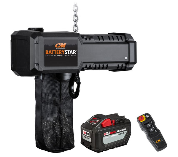 CM BatteryStar Hoist– The CM® BatteryStar™ Battery Powered Chain hoist is built with industry-leading technology from Columbus McKinnon and Milwaukee Tool®. Designed for portability and easy installation, the BatteryStar can have you lifting in minutes. Shop now. – Now available at MTN Shop EU.