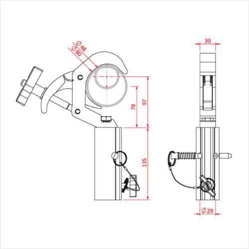 Doughty Quick Trigger Clamp 48-80mm with Receiver– Fit 48-80mm Tube. This Clamp is designed predominantly for use in the TV/Film industry. Constructed from high tensile aluminum. – Now available at MTN Shop EU.