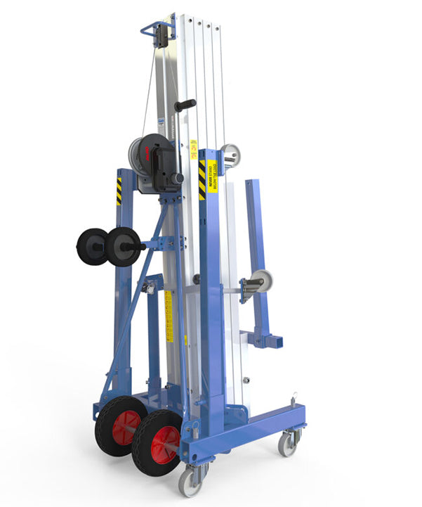 Kuzar Industrial Lifter 300kg/7,3m med 100kg Motvikt & Korg - HAMMER 73CW– Kuzar lyftare 300KG- en robust industristaplare med Motviktskorg och 100kg vikt ingår. HAMMER 73CW Lifter är tillverkad i Spanien och har designats för vertikalt lyft av laster och horisontella rörelser med lasten upplyft på minsta höjd. Denna staplare med en imponerande kapacitet på 300 kg har högkvalitativa hjul för enkel rörelse och en kraftfull vinsch för effektiva lyft samtidigt som den förblir kompakt och smidig. Com - imagen 2