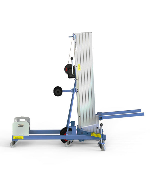 Kuzar Industrial Lifter 300kg/7,3m med 100kg Motvikt & Korg - HAMMER 73CW– Kuzar lyftare 300KG- en robust industristaplare med Motviktskorg och 100kg vikt ingår. HAMMER 73CW Lifter är tillverkad i Spanien och har designats för vertikalt lyft av laster och horisontella rörelser med lasten upplyft på minsta höjd. Denna staplare med en imponerande kapacitet på 300 kg har högkvalitativa hjul för enkel rörelse och en kraftfull vinsch för effektiva lyft samtidigt som den förblir kompakt och smidig. Com - imagen 4