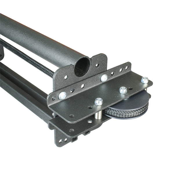 Doughty Stage Curtain Track System (Sixtrack) - Return Pulley– The Return Pulley is used to return a hauling line at the end of a track run. Pulley: Nylon Bracket: Steel. Finish: Black Powder Paint – Now available at MTN Shop EU.