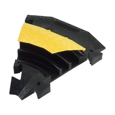 Defender 3 Cable Protector 45-Deg Curve– DEFENDER® 3 45° Curve med avtagbart lock och två laxstjärtskopplingar. Används för att ansluta med 85002 Cable Protector 3-kanals. – Nu tillgänglig på MTN Shop EU.