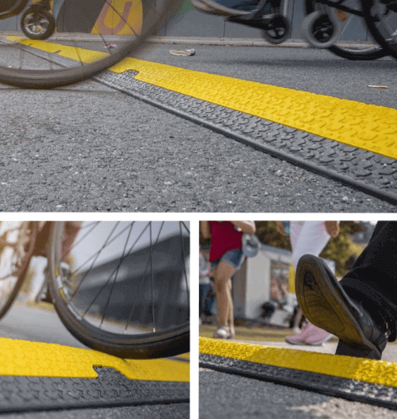 Defender 3 Cable Protector Ramp - 3 Channels– Cable Protector Ramp with 3 channels, featuring a 73 mm profile, 45° curve and end ramps with detachable dovetail connectors – Now available at MTN Shop EU. - imagen 2