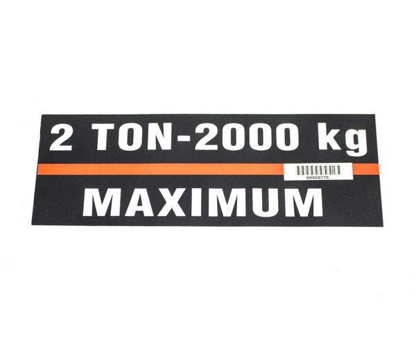 Hoist Capacity Labels - 2000kg