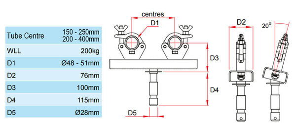 Doughty Swivel Truss Adapter. Supplied by MTN Shop EU