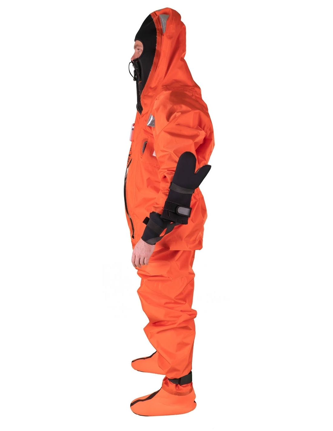 Hansen Protection E-307 III Wet Suit 85204– The E-307 is a good life insurance if the event of an accident at sea. This is a 6-hour immersion suit made from durable 100% waterproof, flame-retardant PU-coated nylon. The suit keeps you dry and warm in the correct flotation position without the need for a lifejacket! Insulating flotation material placed in several separate cells in the lining provide high freeboard and good flotation. Lining is detachable for simplified service and cleaning. Suitable for use o - imagen 2