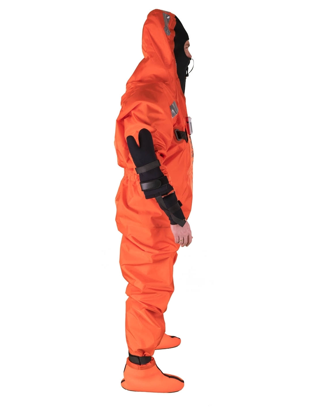 Hansen Protection E-307 III Wet Suit 85204– The E-307 is a good life insurance if the event of an accident at sea. This is a 6-hour immersion suit made from durable 100% waterproof, flame-retardant PU-coated nylon. The suit keeps you dry and warm in the correct flotation position without the need for a lifejacket! Insulating flotation material placed in several separate cells in the lining provide high freeboard and good flotation. Lining is detachable for simplified service and cleaning. Suitable for use o - imagen 4