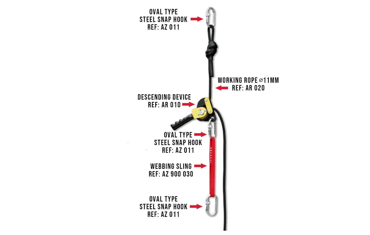 Escape Kit– Sistema de autorrescate y rescate con recogida remota. El kit de escape incluye una cuerda de trabajo de 30 m, 3 conectores Fifty-Fifty, 1 Goblin 120, 1 dispositivo de descenso, etc. Ahora disponible en MTN Shop EU. - imagen 2