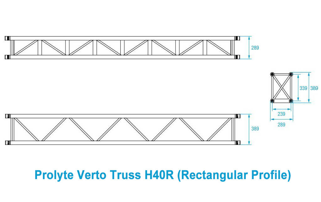 Prolyte Verto Truss H40 (CERTIFICADO TUV): Verto truss es un nuevo y revolucionario sistema sin herramientas que hace que la conexión del truss sea rápida, silenciosa y segura. Longitud: 0,5 m-3 m. Muchas posibilidades de aplicación. – Ya disponible en MTN Shop EU. - imagen 3
