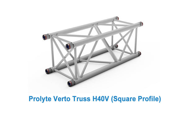 Prolyte Verto Truss H40 (TUV CERTIFIED)– The Verto truss's a new revolutionary tool-less system, making truss connection fast, silent & safe. Length: 0.5m-3m. Many application possibilities. – Now available at MTN Shop EU.