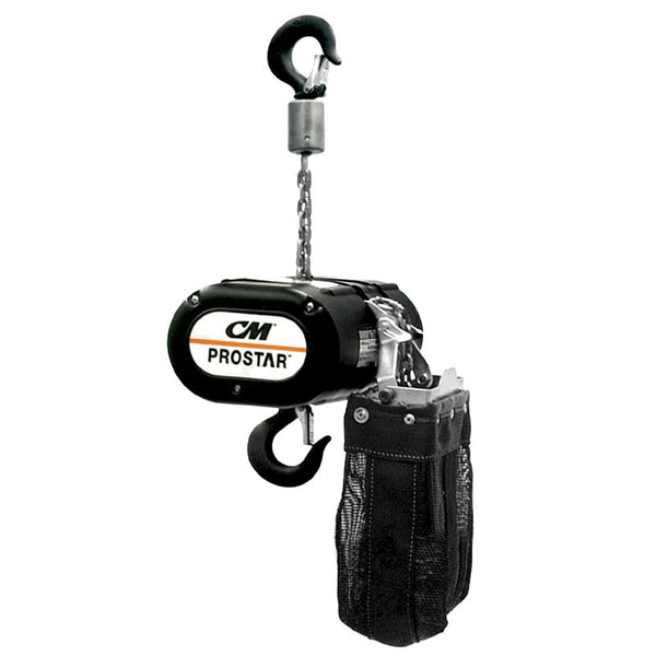 CM Prostar - 250Kg– Palan électrique à chaîne CM Prostar d'une capacité de 500 lb et levage de 60' à vendre. Options de connecteurs Dual Twist, C7 et P14. Cliquez pour connaître le prix du palan à chaîne CM Prostar. – Maintenant disponible sur MTN Shop EU.