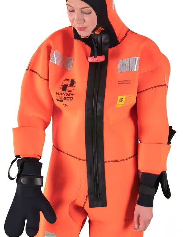 Hansen Protection SeaEco Wet Suit 82603– SeaEco is one of our best-selling standard immersion suits. The suit is manufactured in 5mm flame-retardant neoprene and our focus has been on quality and safety. SeaEco is a 6-hour immersion suit that must be used with certified lifejacket. SeaEco can be supplied individually vacuum packed and takes up little space. It is ideal for vessels destined for cold water regions and that already have certified lifejackets on board. – Now available at MTN Shop EU.