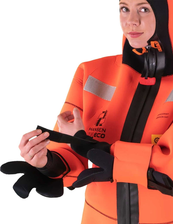 Hansen Protection SeaEco Wet Suit 82603– SeaEco is one of our best-selling standard immersion suits. The suit is manufactured in 5mm flame-retardant neoprene and our focus has been on quality and safety. SeaEco is a 6-hour immersion suit that must be used with certified lifejacket. SeaEco can be supplied individually vacuum packed and takes up little space. It is ideal for vessels destined for cold water regions and that already have certified lifejackets on board. – Now available at MTN Shop EU.