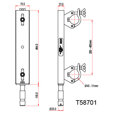 Fixed Ladder Truss Adaptor - ⌀28mm Spigot - Doughty - imagen 4