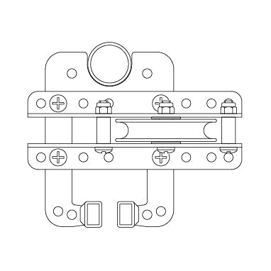 Doughty Stage Curtain Track System (Sixtrack) - Return Pulley– The Return Pulley is used to return a hauling line at the end of a track run. Pulley: Nylon Bracket: Steel. Finish: Black Powder Paint – Now available at MTN Shop EU.