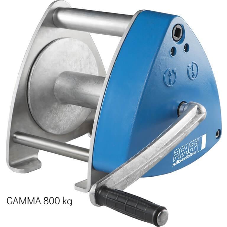 Wall-mounted wire rope winch SW-W, 300 0.3 t spring loadet safety crank -  PFAFF silberblau