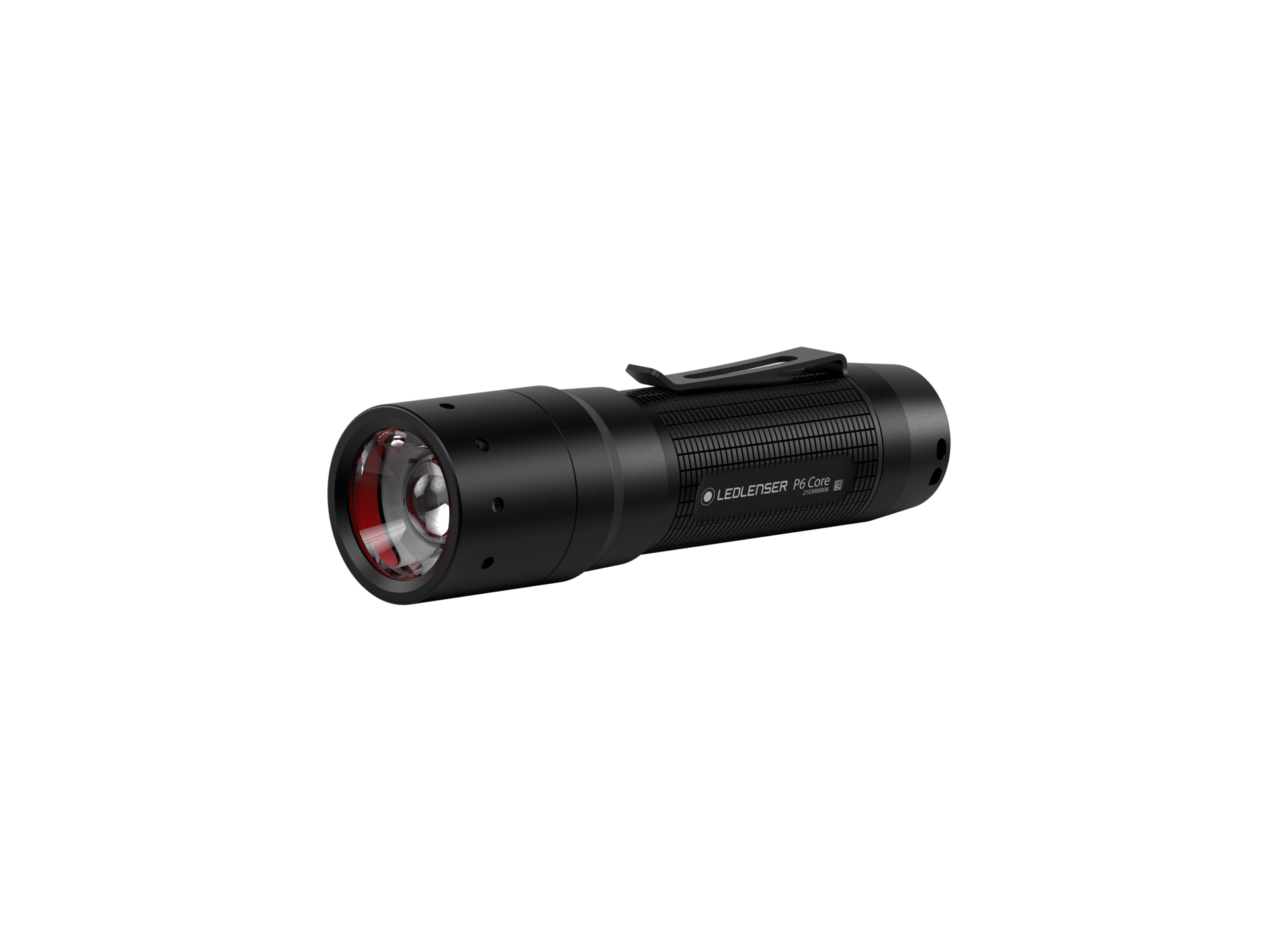 Black LED flashlight with compact design and pocket clip, ideal for everyday use and outdoor activities.