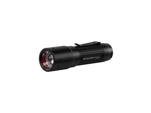 Black LED flashlight with compact design and pocket clip, ideal for everyday use and outdoor activities.