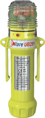 Eflare UB291 Flash-Only LED Safety Beacon, fluoro yellow body with clear Fresnel lens and mounting handles