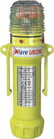 Eflare UB290 Series LED Safety Beacon, fluoro yellow body with clear Fresnel lens and mounting handles