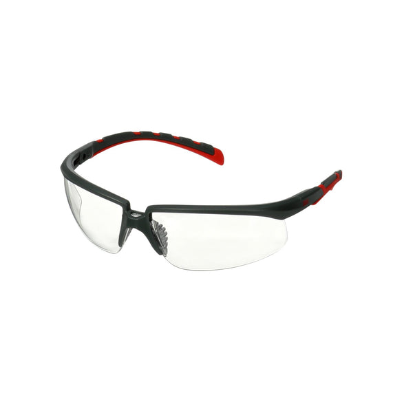 Detailed product image of 3M Solus 2000 Series, Grey/Red Temples, Scotchgard Anti-Fog Coating, Clear AF-AS lens (SKU: S2001SGAF-RED-EU). Optimized for clarity.