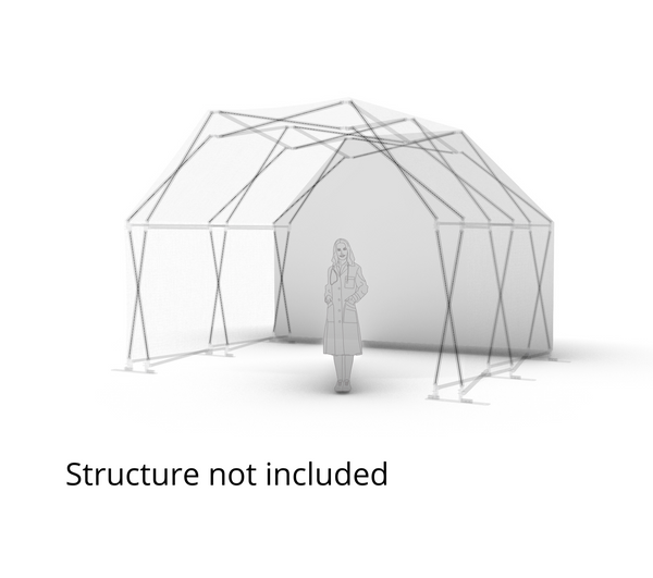 Konligo 3D visualization of the Arko470 event structure with outside white backdrop (structure not included), now available on MTN SHOP US.