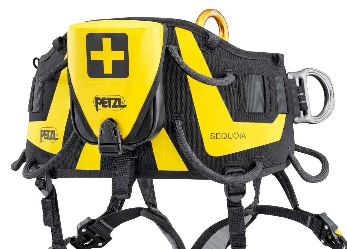 Yellow and black Petzl Sequoia climbing harness on a white background - imagen 3