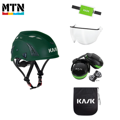 KASK SuperPlasma AQ Helmet - MTN Pro Kit – Dark Green / Transparent / SC1 Earmuffs (SNR: 25)