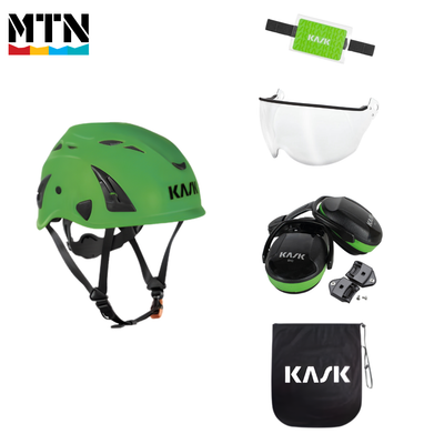 KASK SuperPlasma AQ Helmet - MTN Pro Kit – Green / Transparent / SC1 Earmuffs (SNR: 25)