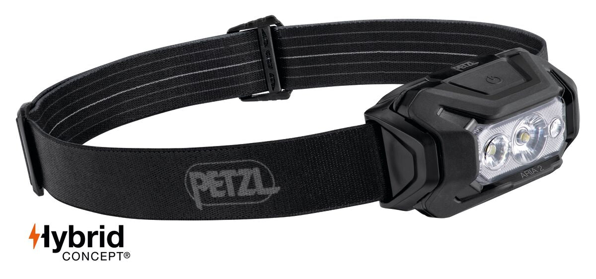 Aria 2 RGB Black: Ultra-compact, durable, and waterproof headlamp designed for proximity vision and movement and featuring white or red/green/blue lighting to preserve night vision and stealth. 