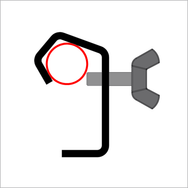 Doughty 18mm Light Duty Hook Clamp - Black bracket with red circle and gray clamp. - imagen 2