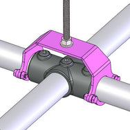 Doughty Demountable Grid Hanger - Pipe suspension clamp with purple bracket and threaded rod. - imagen 2