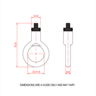 Doughty 30SV with Ring - Technical drawing of eyebolts with precise measurements. - imagen 2