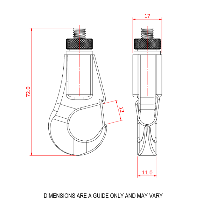 Doughty 30SV with Hook - Metal carabiner clip with screw lock, technical dimensions. - imagen 4