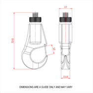 Doughty 30SV with Hook - Metal carabiner clip with screw lock, technical dimensions. - imagen 4