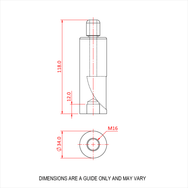 Doughty 66SV III ZW M16 Female - Bolt with detailed dimensions and M16 specification. - imagen 2