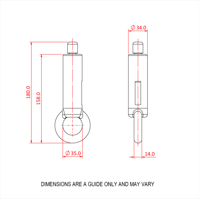 Doughty 66SV III with Ring-Side Exit Wire - Technical drawing cylindrical component with precise dimensions. - imagen 2