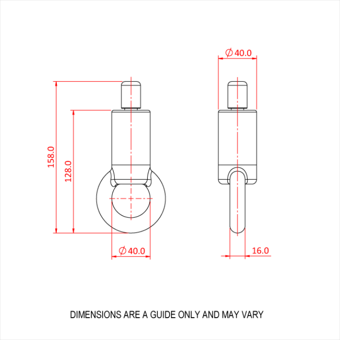 Doughty 80SV III with Ring - Technical drawing, tow bar, detailed dimensions, precise measurements. - imagen 4