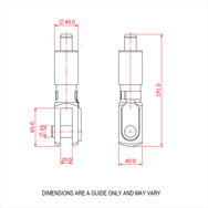 Doughty 80SV III with Fork - Hydraulic damper technical drawing with dimensions. - imagen 2