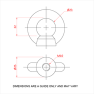Doughty Engineering - Doughty M10 Eye Nuts -Technical drawings of a circular object with dimensions indicated in red. T42200 - imagen 3