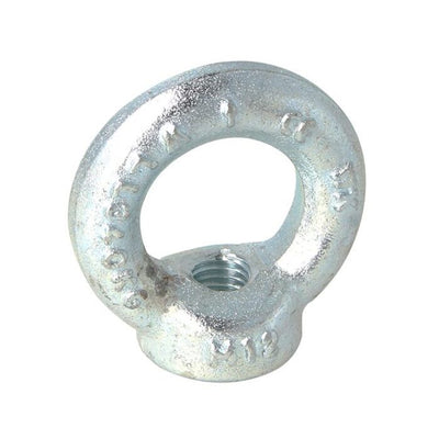 Doughty Engineering - Doughty M12 Eye Nuts - Metallic eye bolt with a threaded hole at the bottom. It has a circular, looped top for securing ropes or cables T42300