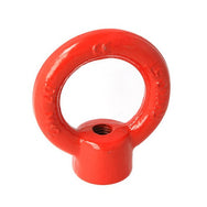 Doughty Engineering - Doughty M12 Eye Nuts - A red metal eye nut with a circular loop and a threaded hole in the base, commonly used for lifting and rigging applications. - T42300 - imagen 8