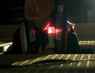Eflare UB280 Series LED Safety Beacon glowing red in a low light emergency response scene - imagen 6